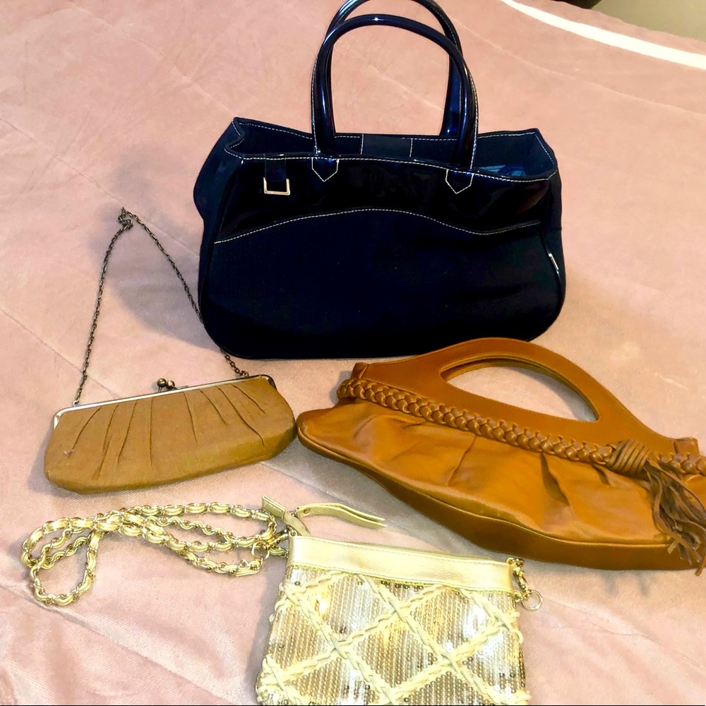 Four various bags- Big Buddha, Estée Lauder, Newport News